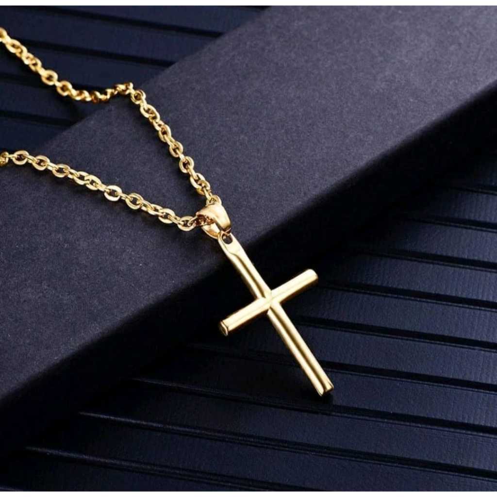 kalung Salib polos anti karat |Kalung Liontin Salib Kristen anti karat model terbaru  | Kalung Salip
