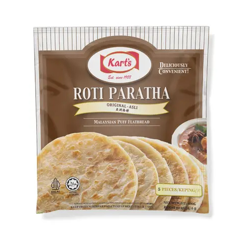 

Karts 1988 Deliciously Convenient Roti Paratha Original Asli Malaysian Puff Flatbread Halal 1 Pack Isi 5 Pieces Pcs Keping 400g / 400 gram Ori Malaysia Flat Bread Canai Kart's Ready Pekanbaru Riau Indonesia Gratis Free Bebas Ongkir Ojek Gosend Grab COD