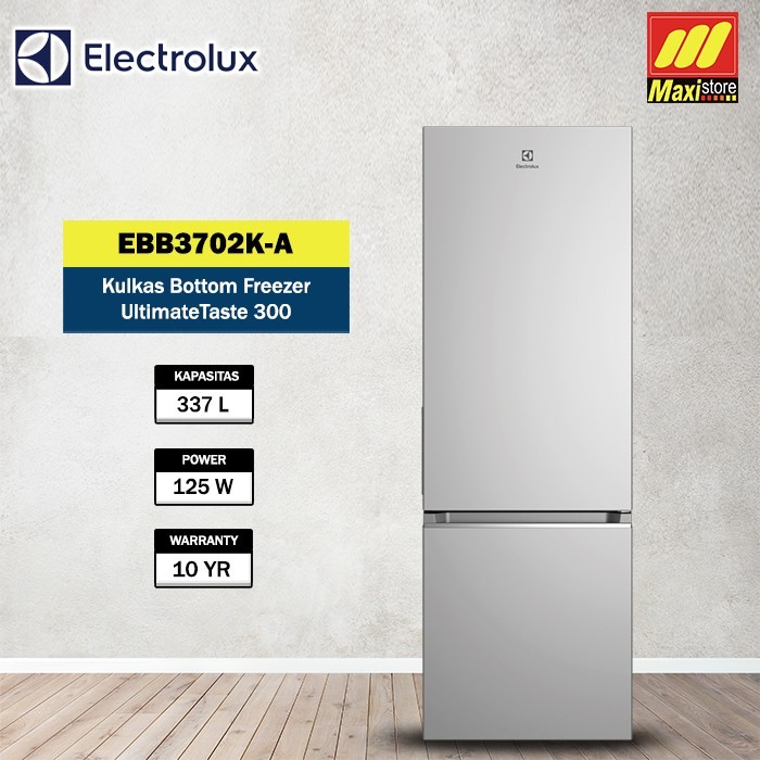 ELECTROLUX EBB3702K-A Kulkas 2 Pintu [335L] Inverter Bottom Freezer