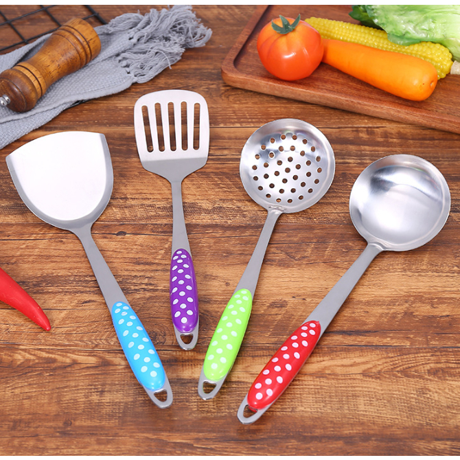 Spatula Warna Motif Polkadot sup Stainless Tebal