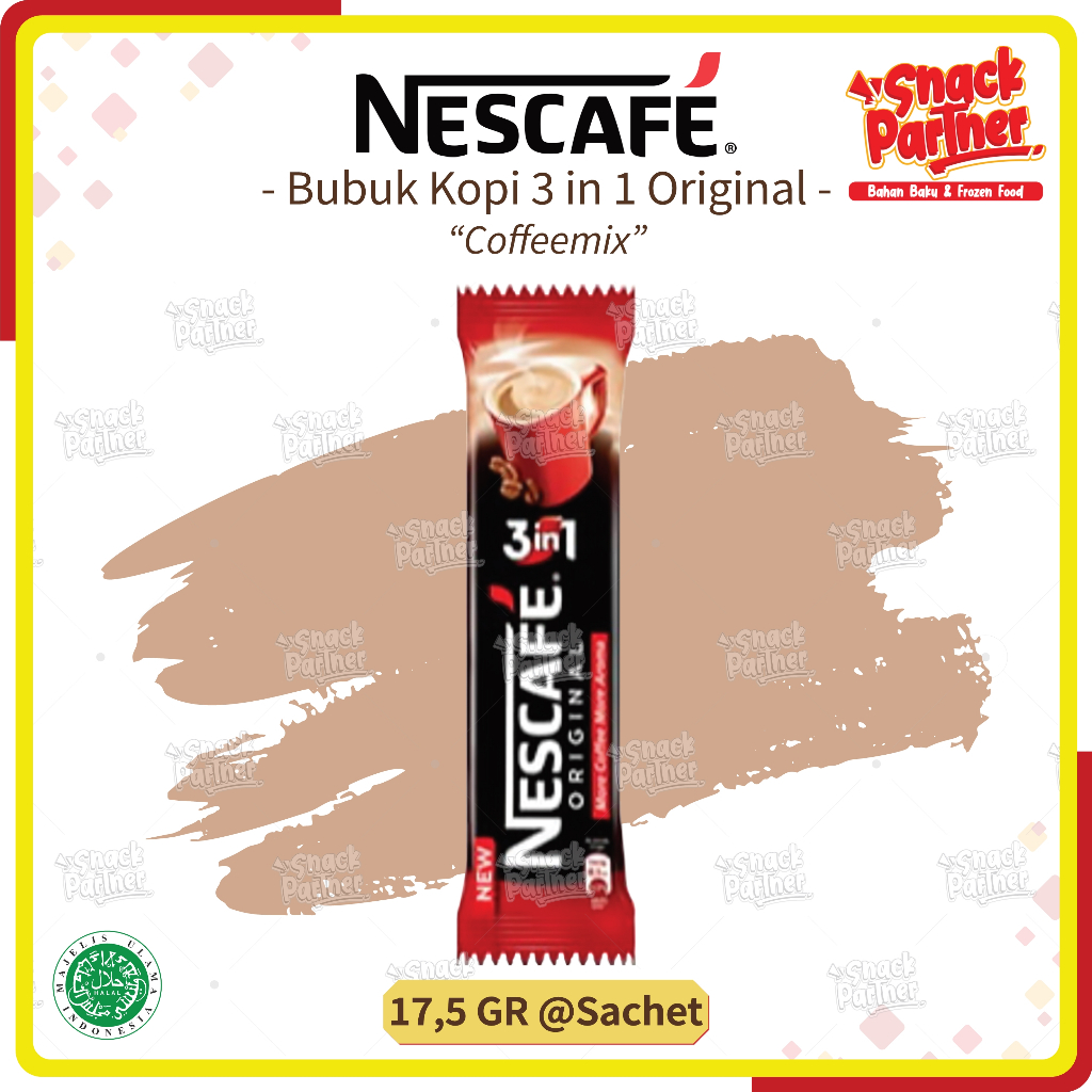 

NESCAFE 3 in 1 ORIGINAL @17,5 GR / Sachet - Bubuk Kopi Instan Instant Coffee Coffeemix Gula Krimer 3in1