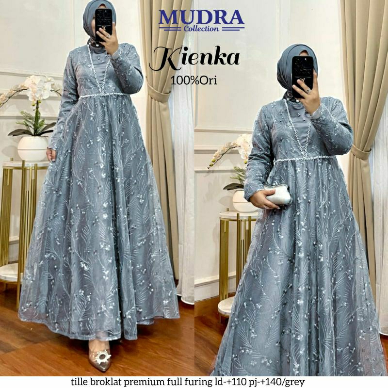 KIENKA DRESS ORI MUDRA HIJAB // GAMIS BRUKLAT KEKINIAN BAJU PESTA TERBARU