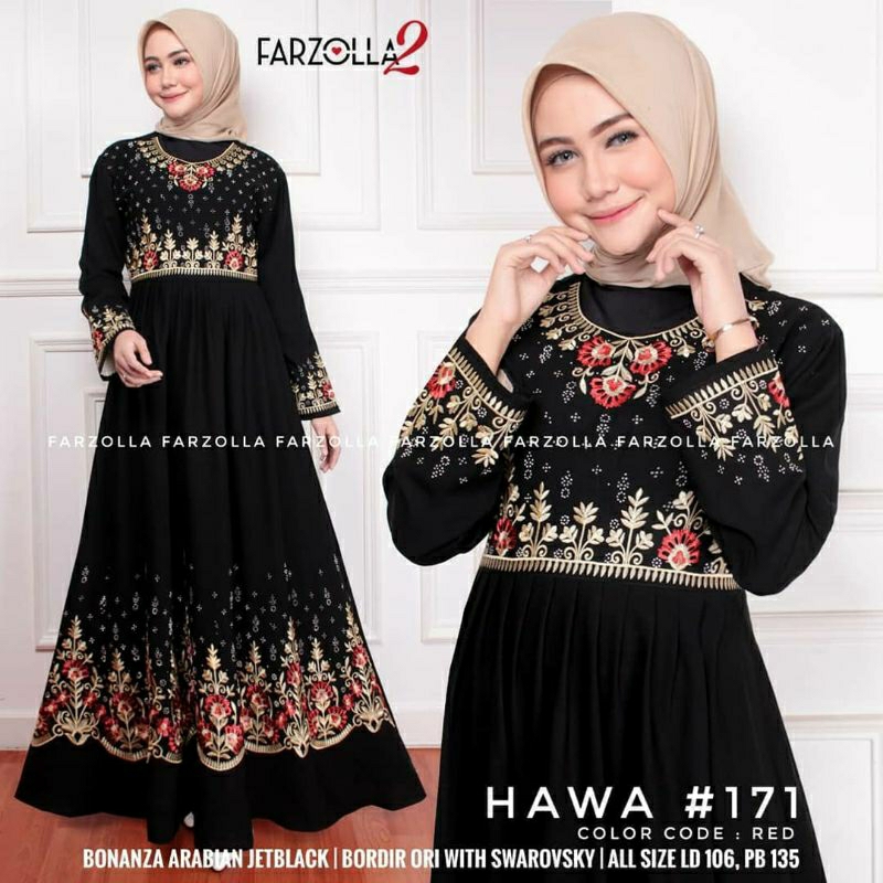 New dress muslim terbaru abaya turkey hitam motif bordir