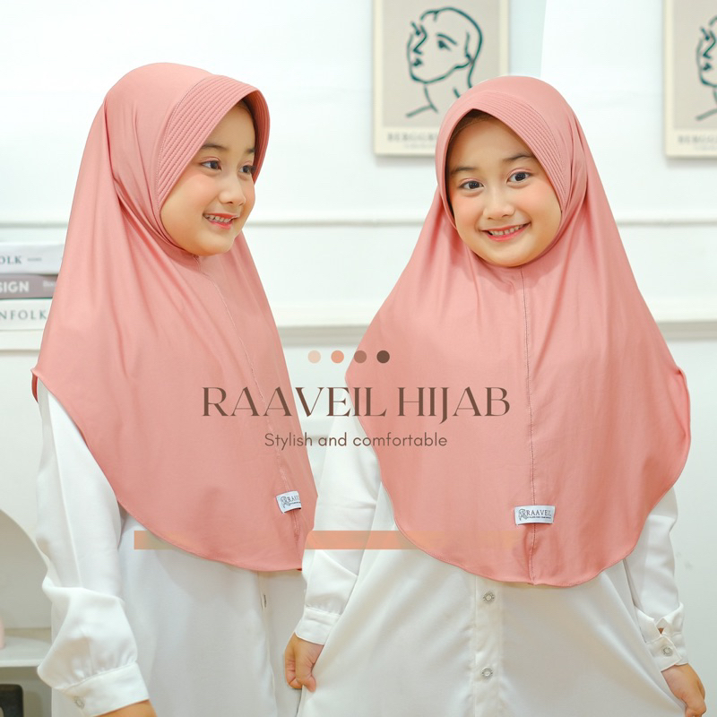 Jilbab anak Bergo Khimar 6-10 tahun jersey premium Kerudung anak perempuan hijab instan anak tanggun