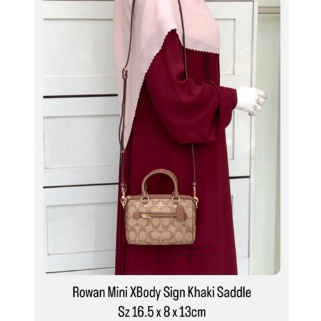 Rowan Mini Sign Khaki Coach Xbody Bag