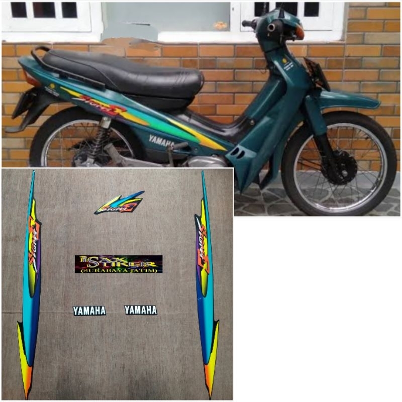 Striping Original Yamaha SIGMA E hijau kuning tahun 2000 2001