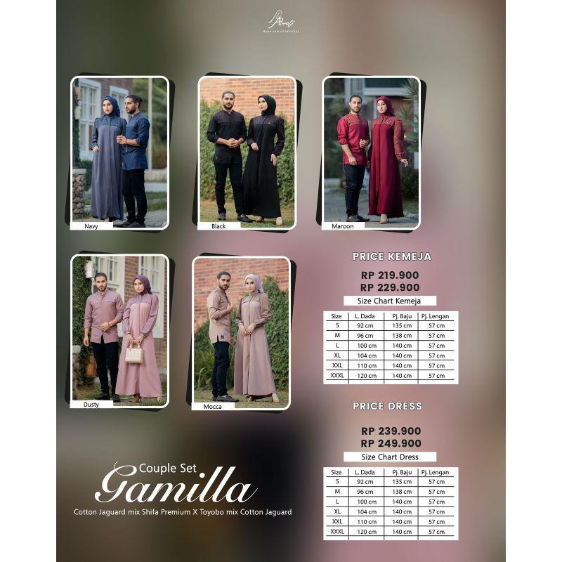 BAJU COUPLE arrafi dress kemeja GAMILLA COUPLE SET arrafi ORI cantik trandy kekinian best seller ter
