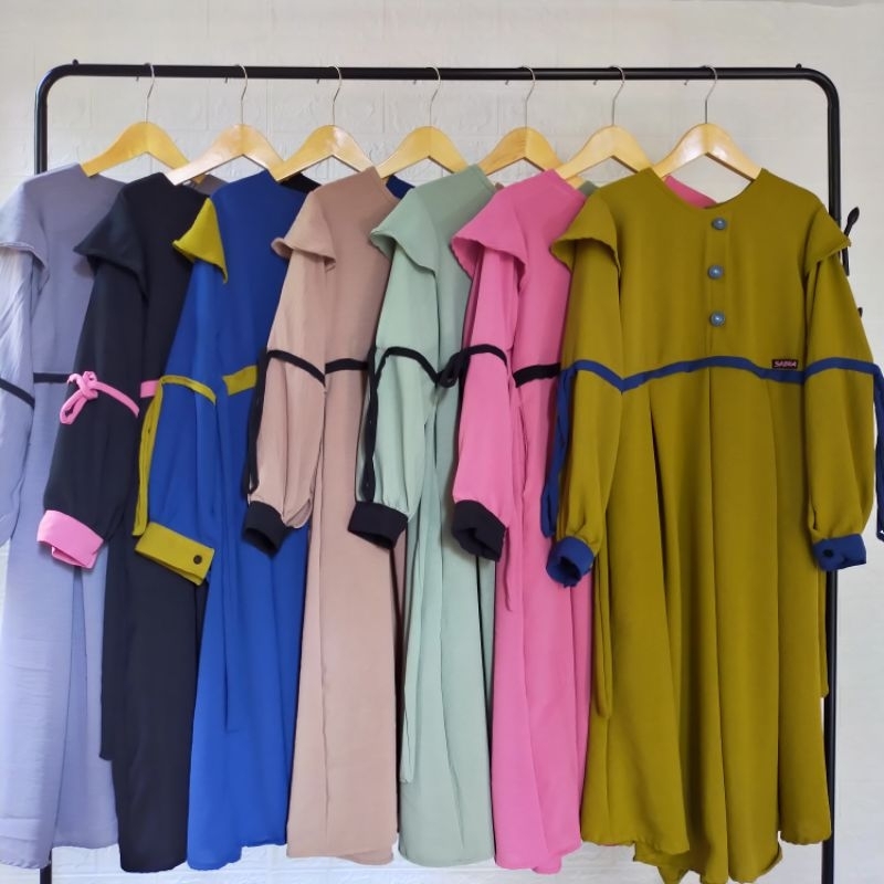 Gamis Anak Perempuan Model terbaru Untuk Usia 2 Sampai 6 Tahun Warna Hitam Sage Coklat Susu