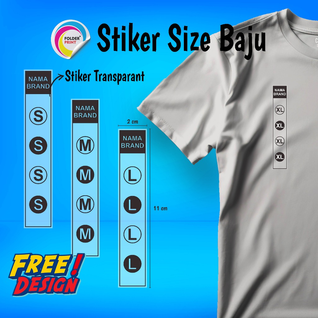 Stiker Ukuran Baju Label Size Custom Design