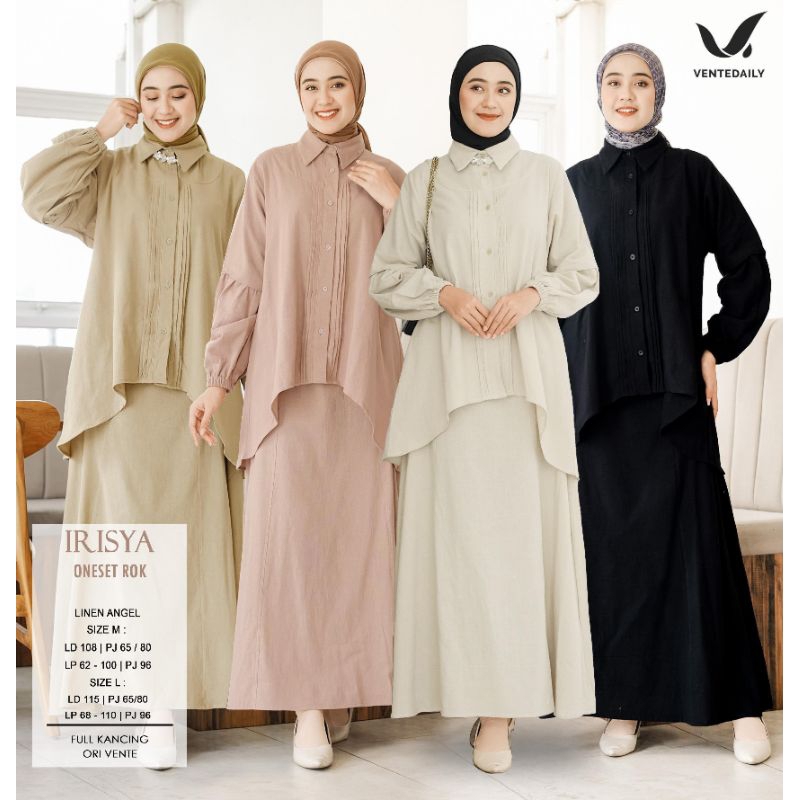 ONE SET SKIRT SIZE M L // Original Vente Daily One Set Busui Polos Katun Linen Premium / Irisya