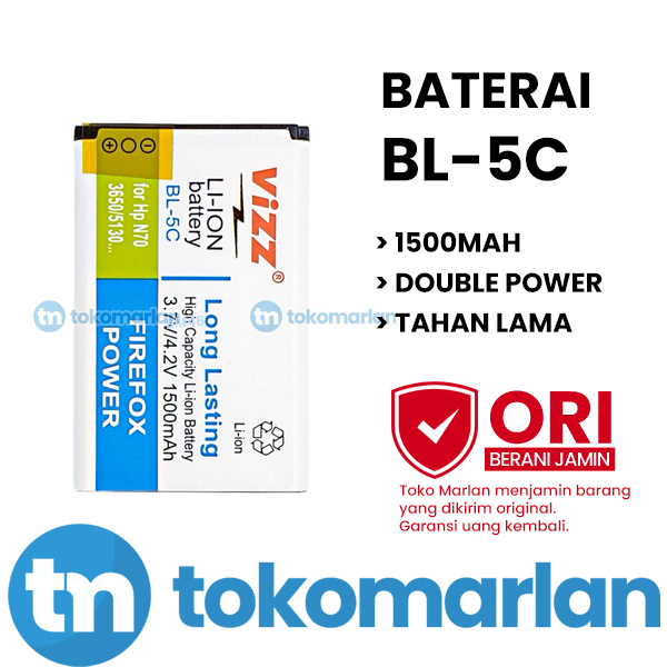NEW Baterai 5C Vizz High Power Double Nokia BL-5C BL5C 1100 1101 1110 1112 1200 1208 1209 1600 1650 