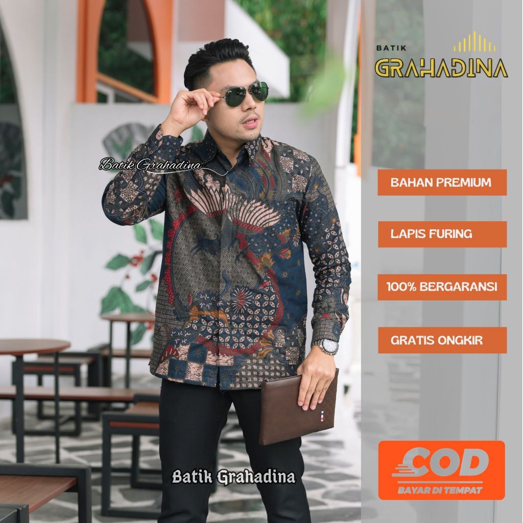 WIRYAWAN PEKSI BIRU BATIK Prabu | Kemeja Batik Pria Lengan Panjang | Kemeja Batik Pria | Baju Batik 