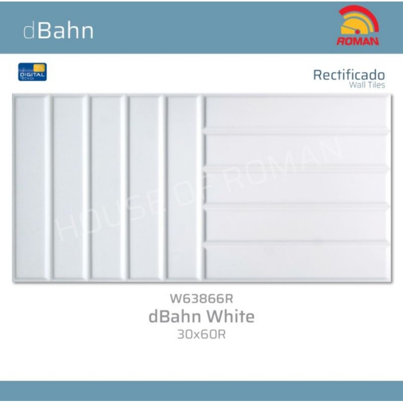 Roman Keramik W63866R dBahn White 60x30 keramik kamar mandi