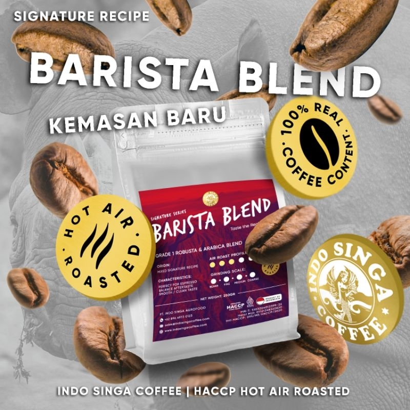 

Kopi Indo Singa Barista Blend Robusta Arabica Hot Air Roasted 250 gram