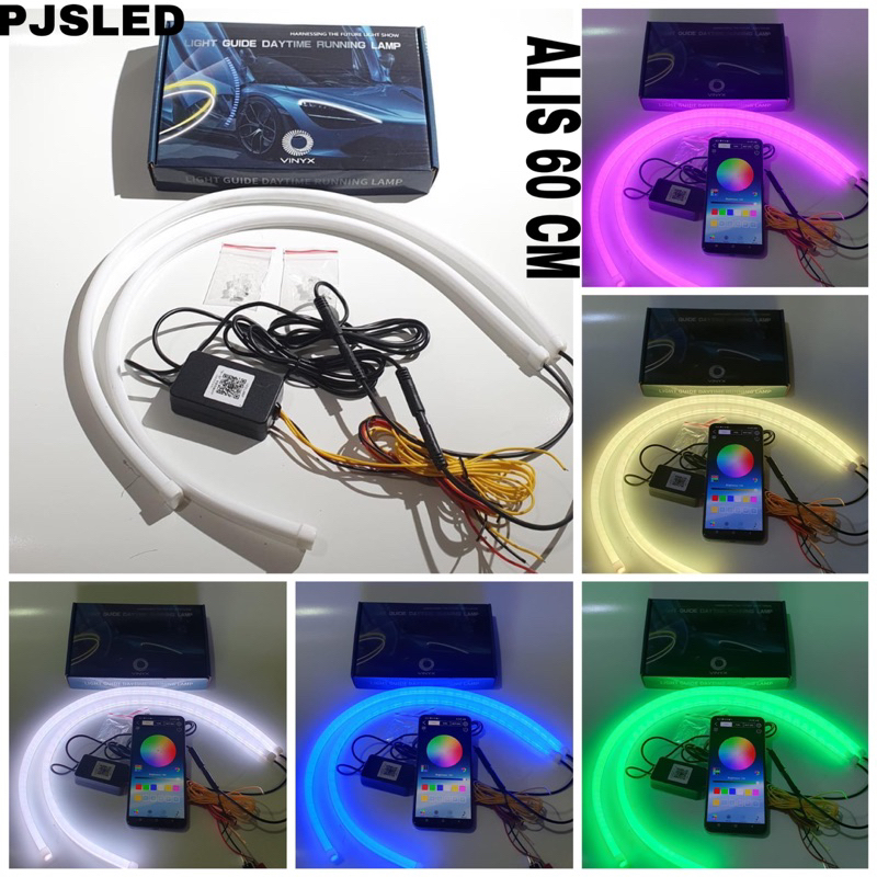 Lampu LED DRL Alis Flexibel WRGB APP 30 60 cm Welcome + RGB Matrix Mobil Motor Vinyx 30cm 60cm Selang Sein