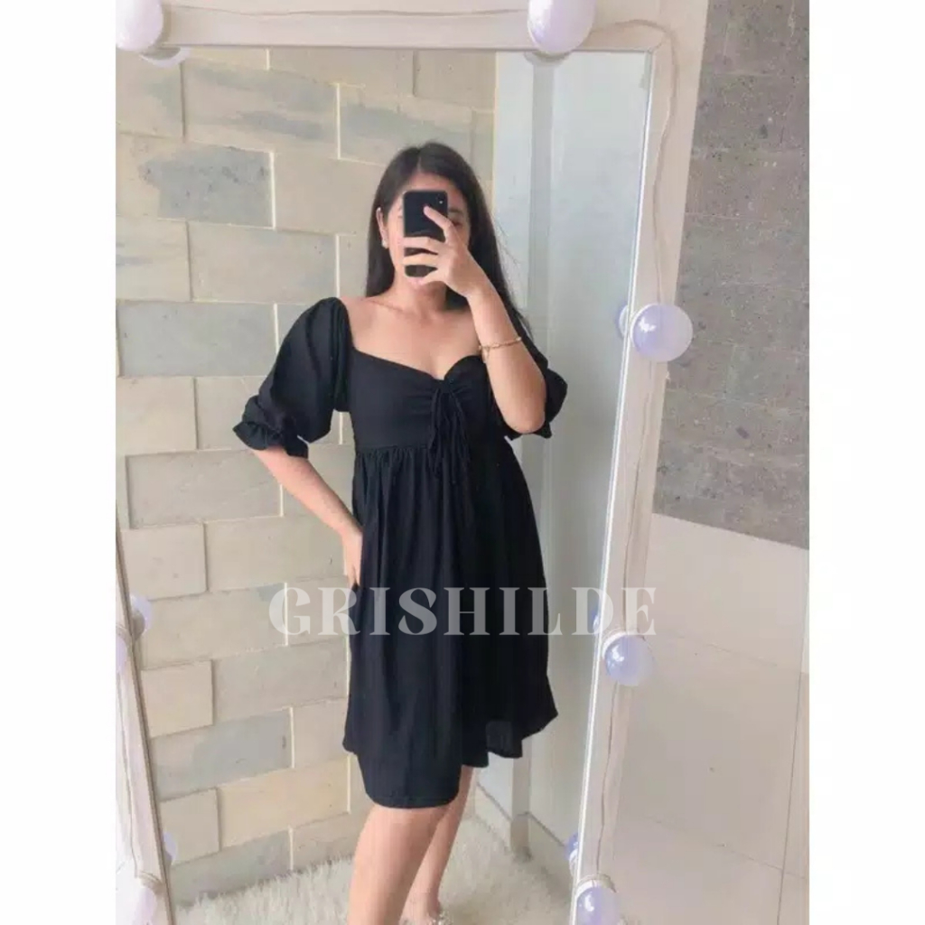 CIRIA Dress Sabrina Korean Style Jumbo Wanita Dres Big Size Gaun Casual A Line Lengan Panjang Oversi
