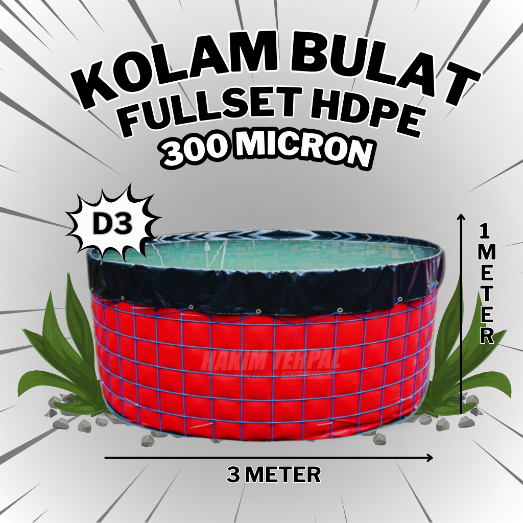 Promo Kolam Bulat Fullset Diameter 3 Hdpe Geomembrane 300 micron