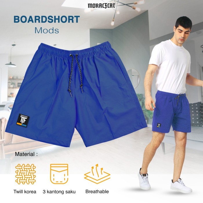 Moral Flat Official Boardshorts - Celana Pria - MODS - Blue