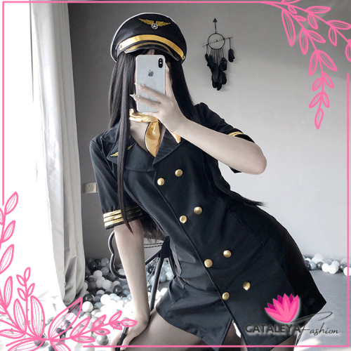Cataleya Lingerie Costum Cosplay Pramugari Seksi 1312