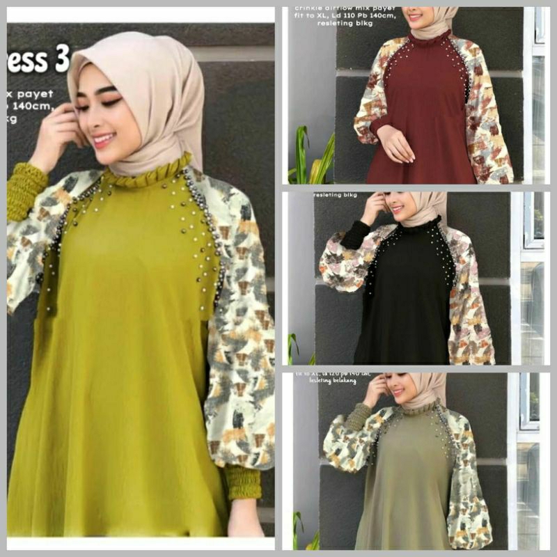 READY GAMIS DRESS DALINA #3 CRINKLE AIRFLOW KONDANGAN PESTA TERBARU KEKINIAN