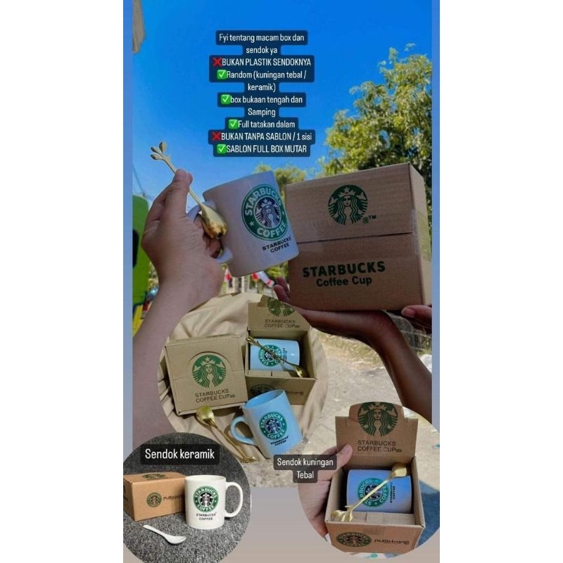MUG+ sendok Starbucks MUG keramik+ sendok Kuningan
