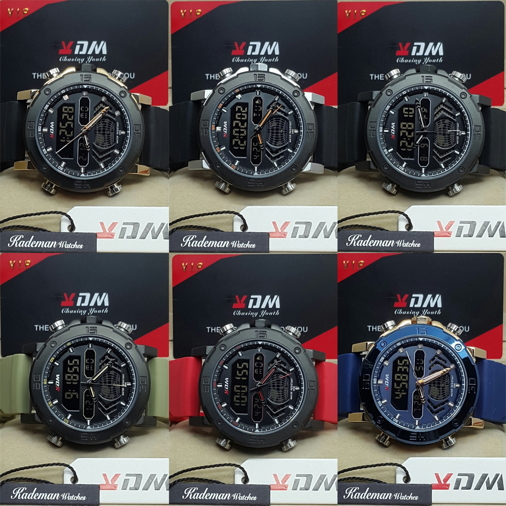 Jam Tangan Pria Kademan Original Strap Karet Rubber Double Time Analog Digital Water Resistant