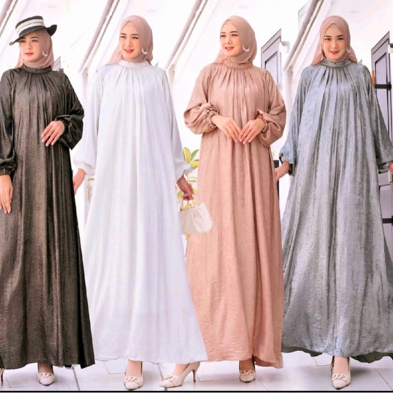 (LD/110Cm)Gamis Silk  Florina Polos Mewah premium terbaru