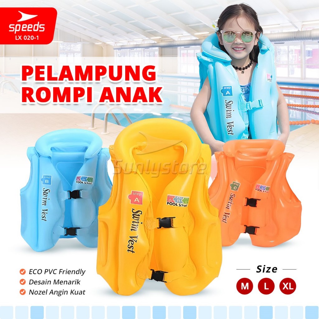 SPEEDS Swim Vest Jaket  Pelampung Rompi Renang Size M L XL Anak Step ABC Pool School Ban Life Air 02