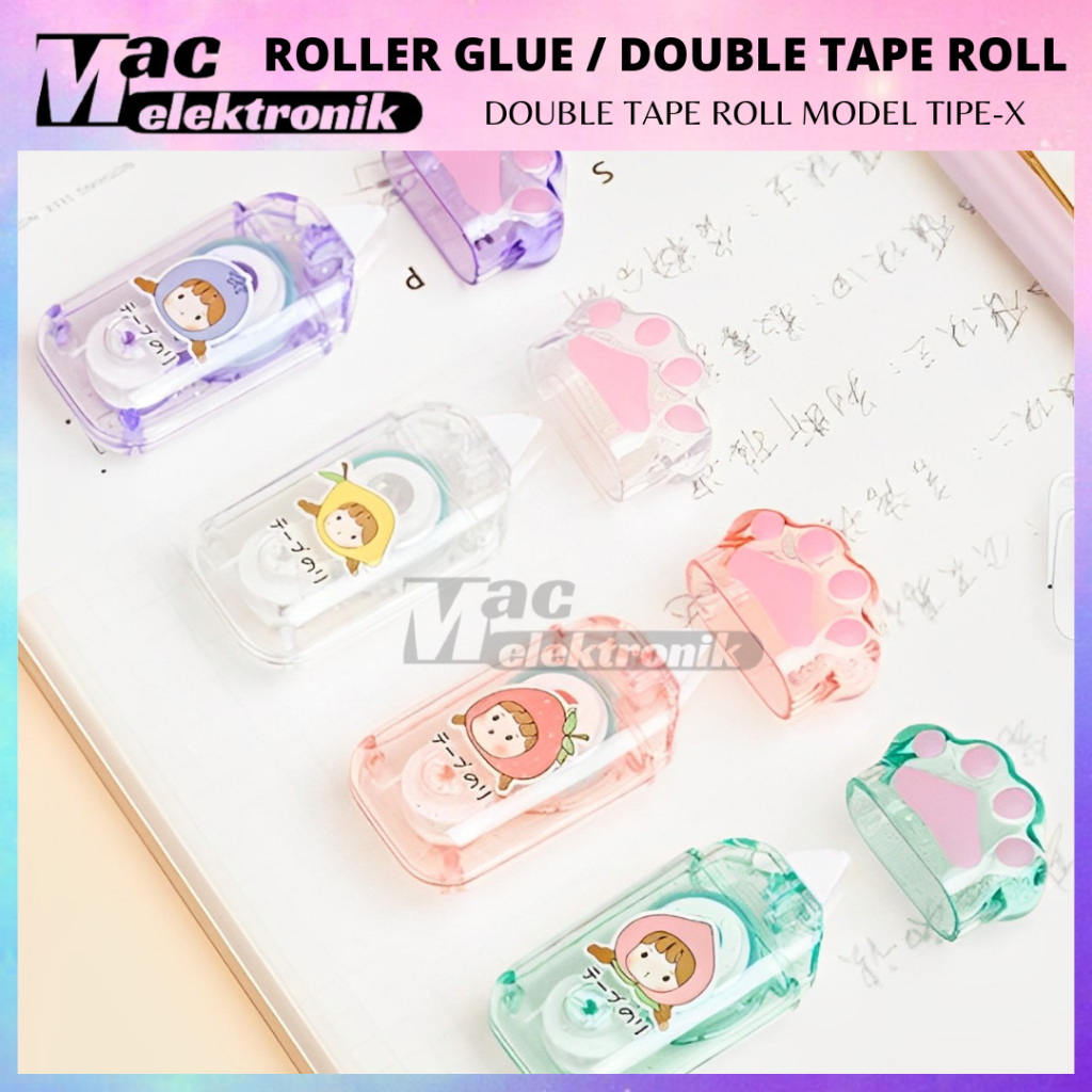 

Roller Glue Mini Model Tipe X/ Double Tape Roll / Lem Kertas Journaling Bujo Kuat Pastel Macaroon Glue Perekat Journaling
