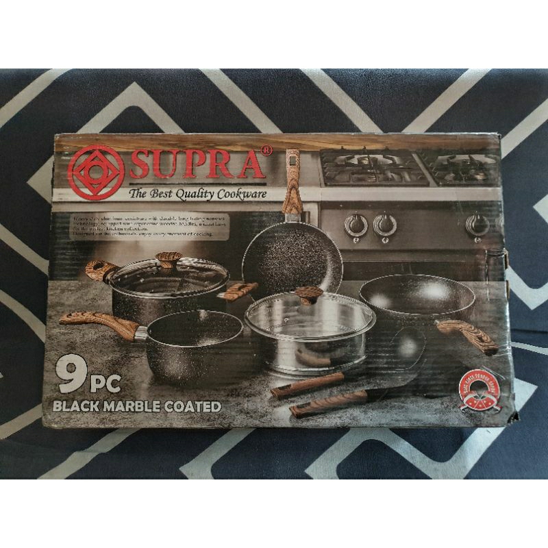 Panci Set Supra 9 Black Marble Set Alumunium AntiLengket Renatta Moeloek Signature 9 Pcs Marble