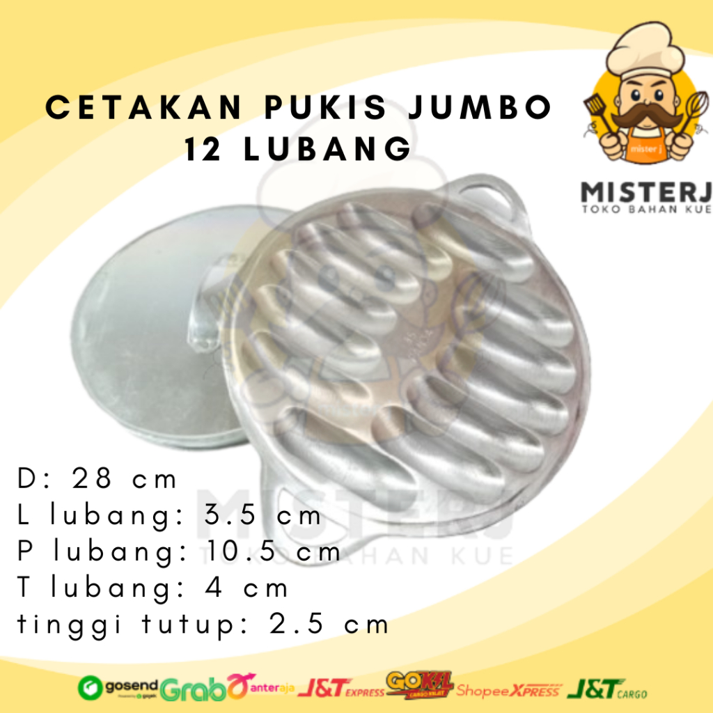 Cetakan Pukis Jumbo + Tutup | 12 Lubang | Cetakan Pukis Parabola Jumbo