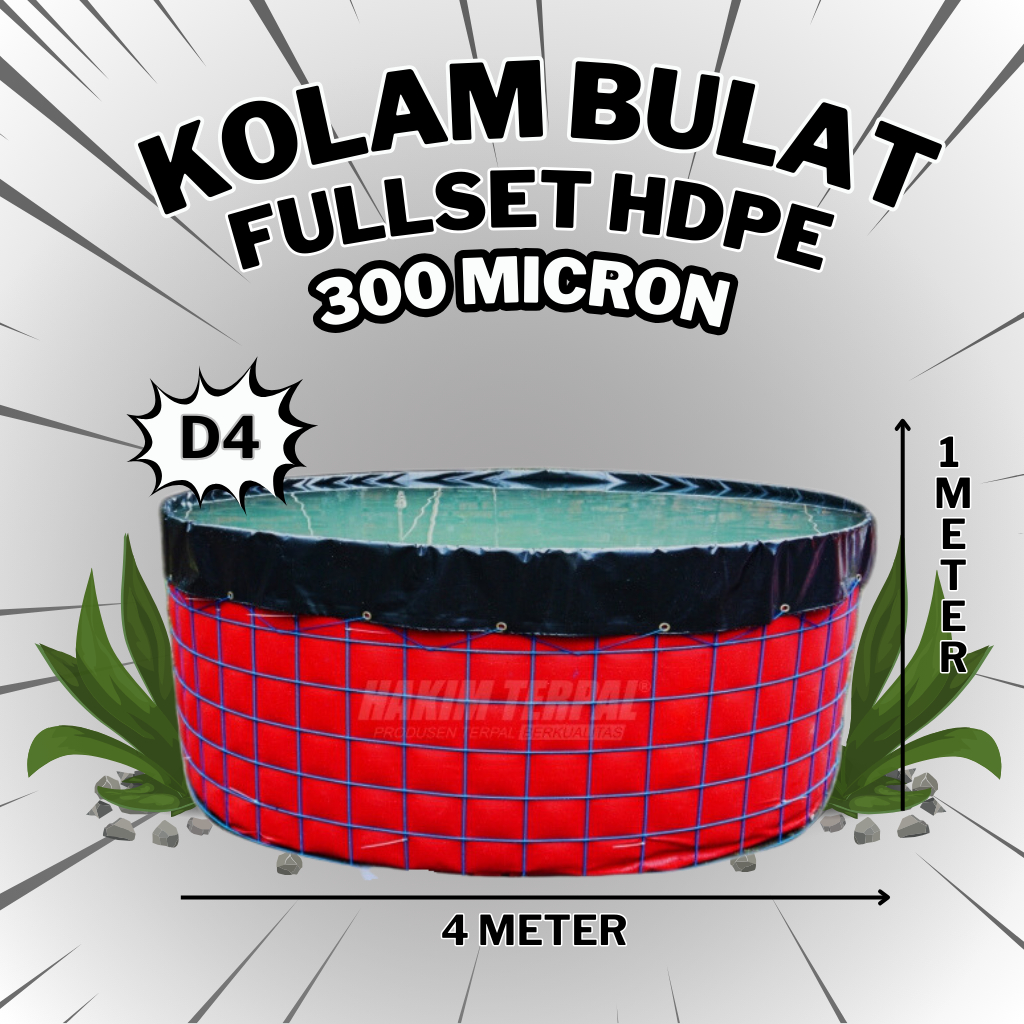 PROMO Kolam Bulat Fullset D4 HDPE Geomembrane 300 Micron
