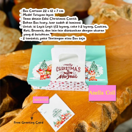 

Box Setengah loyang Box Cartoon uk. 22 x 12 x 7 cm Natal Christmas Hijau Mint