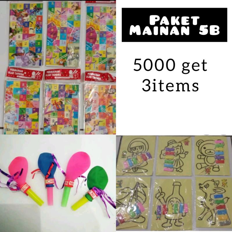 Paket Mainan anak 5B | souvenir ultah | serba 5000 dapat banyak | Mainan murah