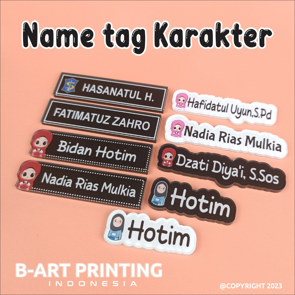 

UV PRINT Name Tag Akrilik Icon Papan Nama Karakter Nama Dada Icon Kartun Muslim Muslimah Papan Nama Kartun Name Tag Icon Karater