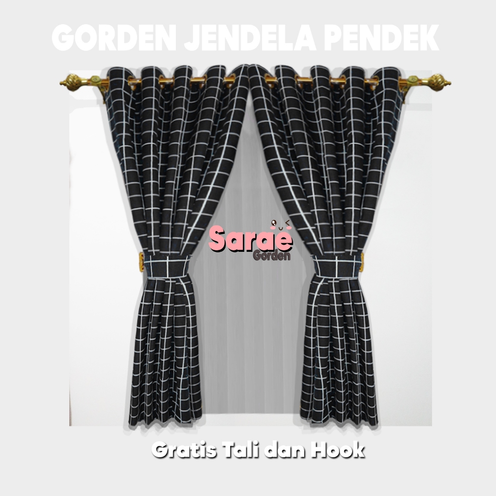 GORDEN JENDELA PENDEK AESTETIC KOTAK KOTAK - GORDEN JENDELA - HORDENG JENDELA PENDEK POLOS EMBOSS