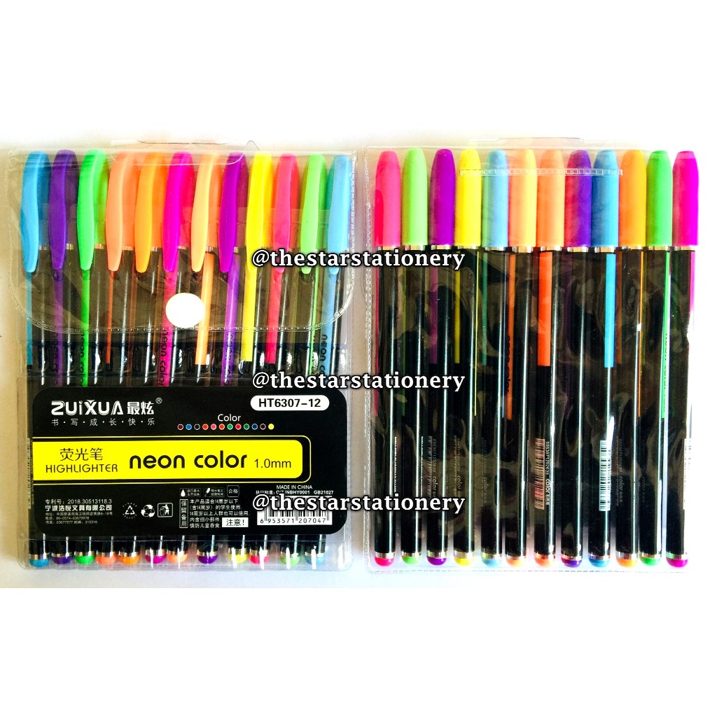 

(1 Set isi 12 Warna) GROSIR Gelpen Zuixua HT6307-12 1.0 Pastel Pen Neon Color