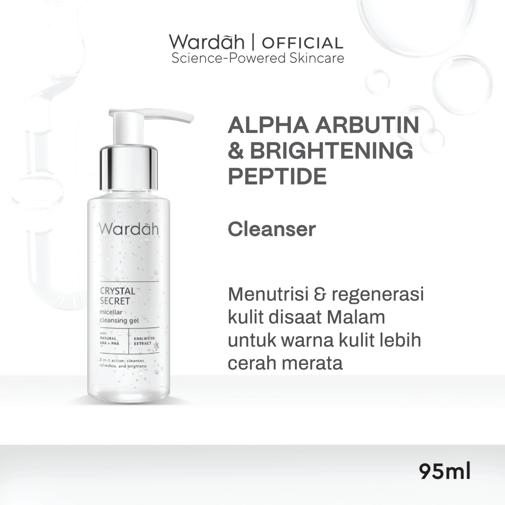 WARDAH Crystal Secret Micellar Cleansing Gel 95 ml - Micellar untuk kulit berminyak - Pembersih Muka
