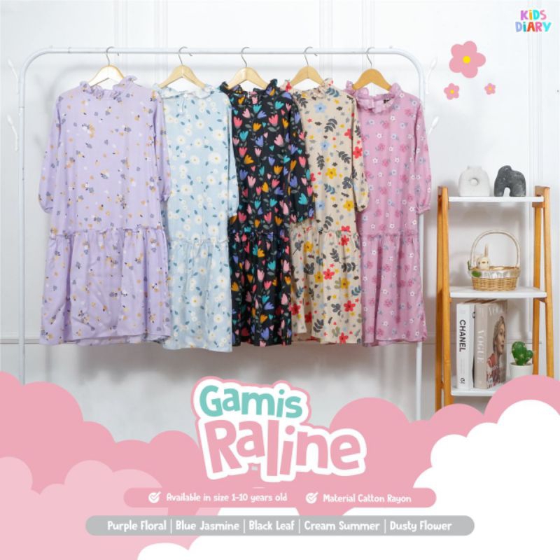 BAJU GAMIS ANAK PEREMPUAN GAMIS RALINE KIDS DIARY / BAJU DRESS ANAK PEREMPUAN GAMIS RALINE