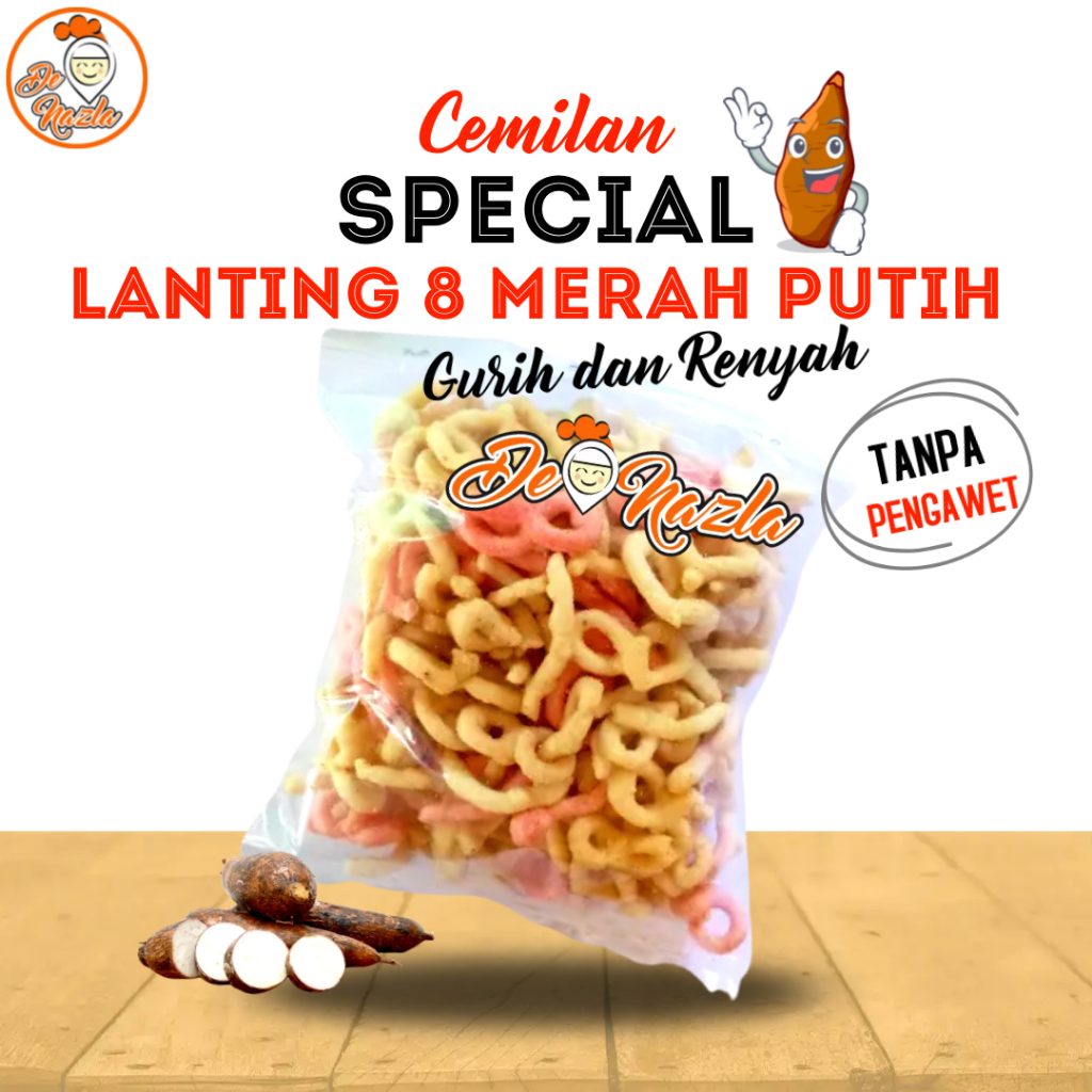 

Lanting Singkong Getuk Klanting Angka 8 Merah Putih Asin Gurih