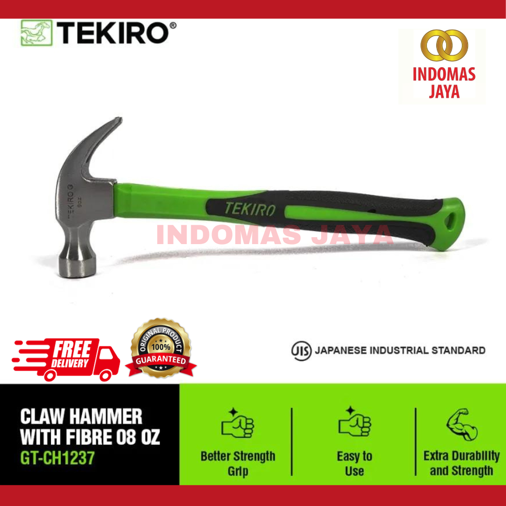 TEKIRO Palu Kambing 8 oz Claw Hammer Gagang Fiber Palu Besi Martil 8 OZ CH1237