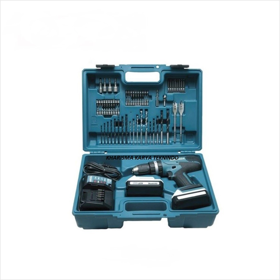 Makita HP488D Cordless Impact Drill SET included 74 pieces Drill bits tools Mesin Bor tanpa kabel + 