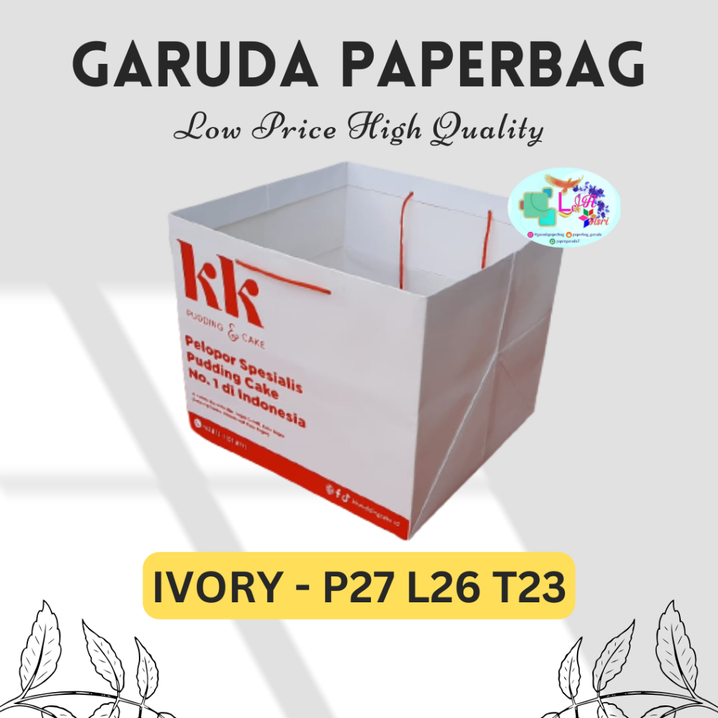 

Paperbag Kotak Nasi Uk 27x26x23 Sablon 2 Sisi bahan ivory putih free desain sablon tali kur