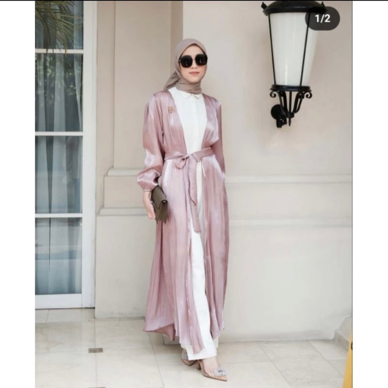 [PRELOVED] Shimmer Dress Outer Rose by Vanilla hijab