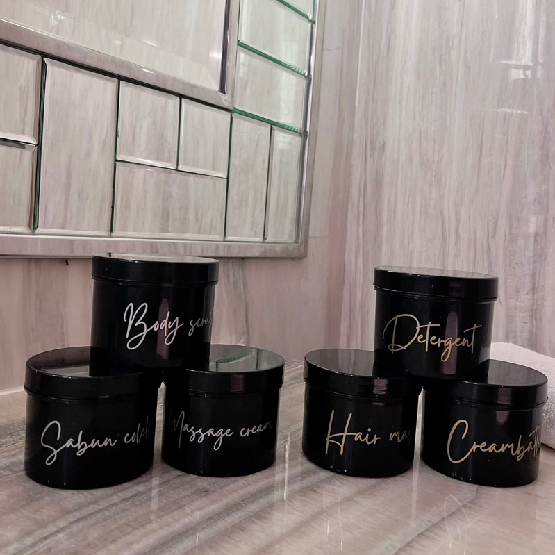 Helle_Bore Tempat Lulur Jar 500Ml Hitam Glossy Gold Silver Edition Wadah Sabun Colek Hair Scrub
