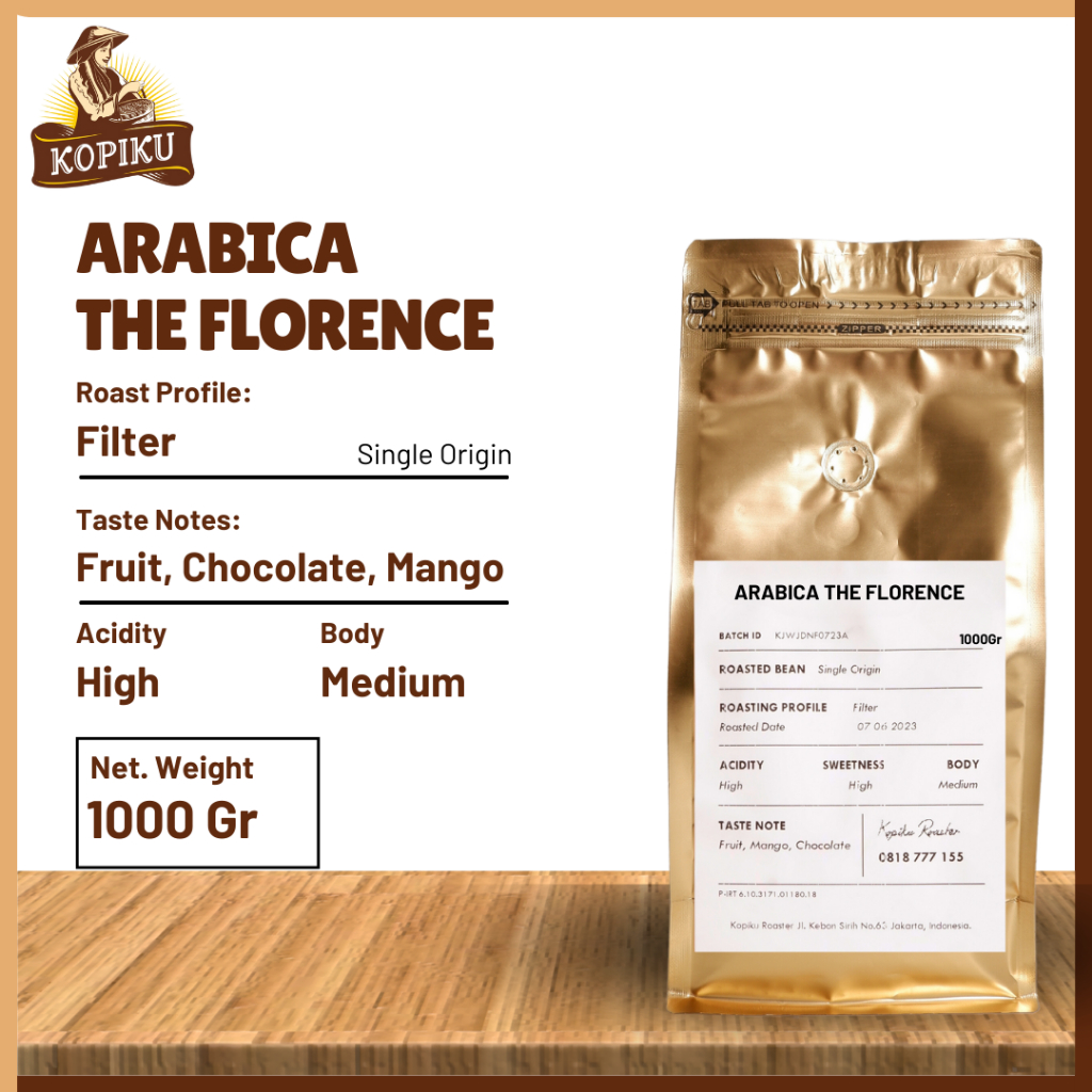 

Biji Kopi Bubuk Arabica The Florence Single Origin Arabika Java Garut Natural Grade 1 Coffee Roast Beans Filter 1000 gram