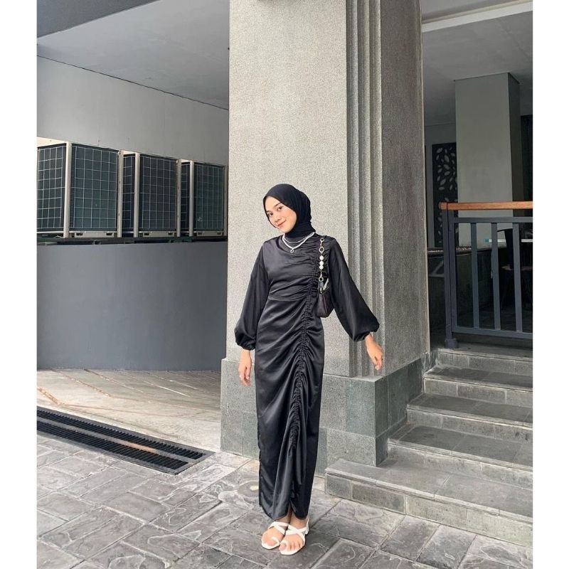 Dress Satin Silk Full Serut Longg// Dress Kondangan Bridesmaid Viral // Dress Satin // dress kondang