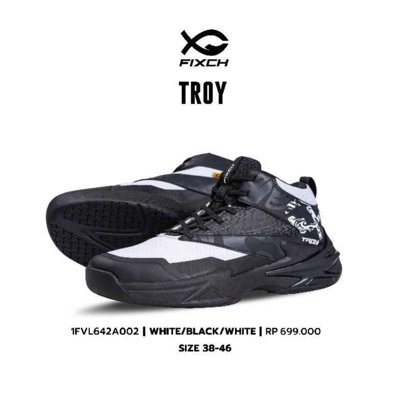FIXCH Sepatu VOLLEY TROY White/Black/White kode 1FVL642A002 Sepatu VOLLEY FIXCHS NEW original TERMUR