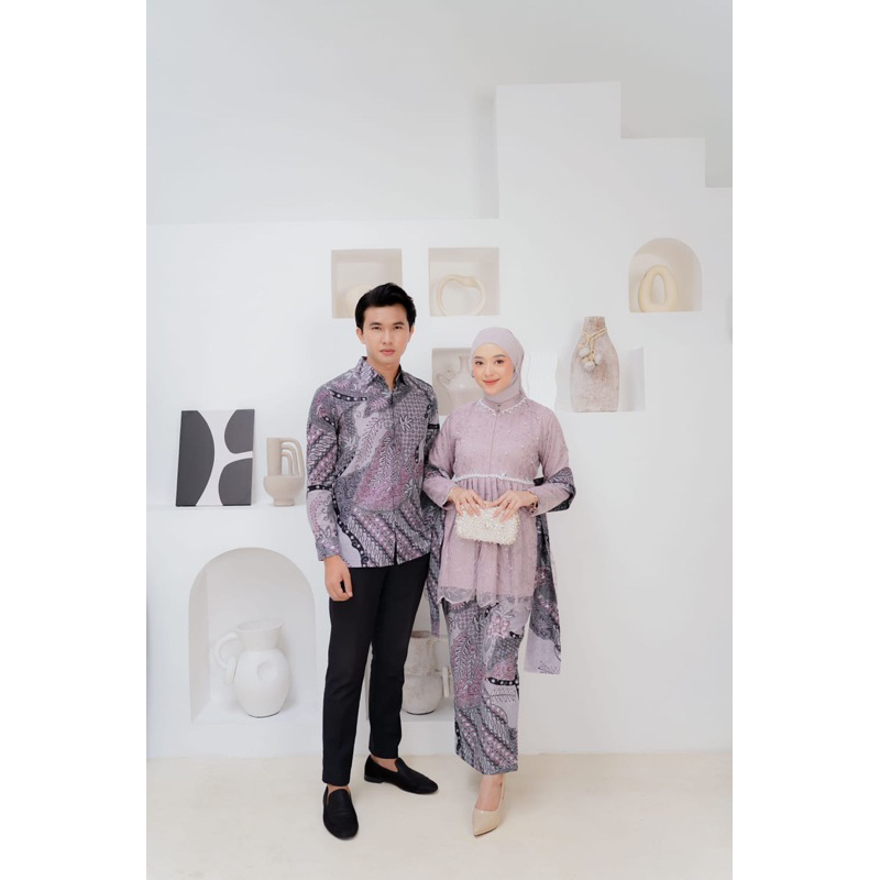 set couple batik moana ungu/ baju kondangan baju lamaran baju wisuda