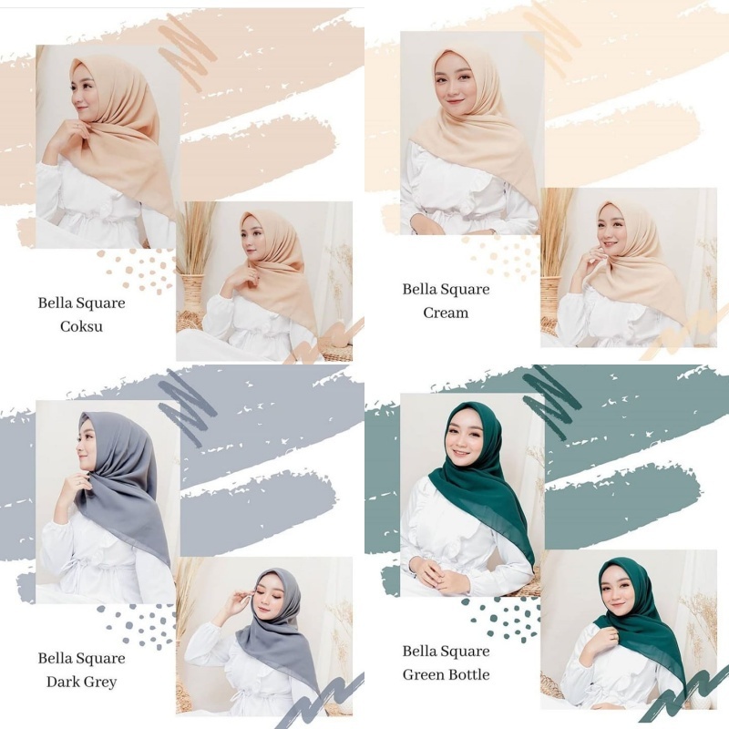 PAKET USAHA 6 PCS HIJAB BELLA SQUARE JILBAB SEGI EMPAT POLYCOTTON PREMIUM JAHIT NECI PREMIUM